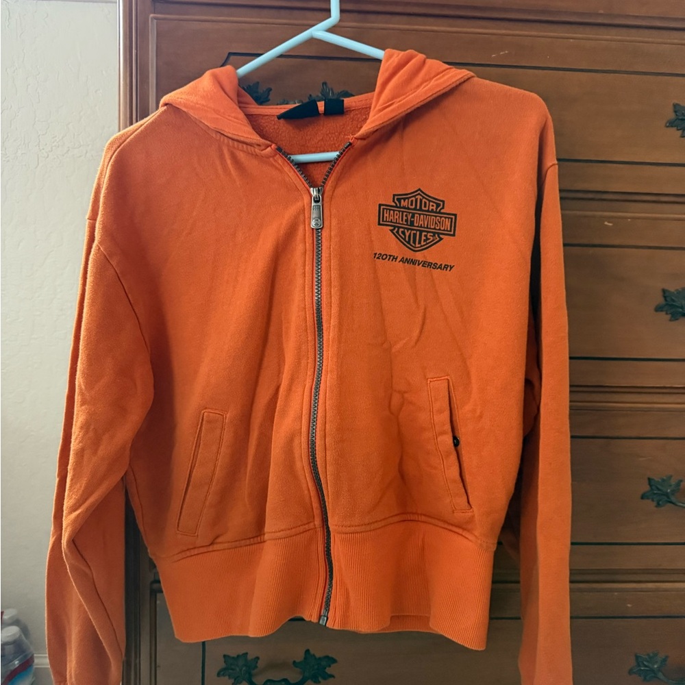 Harley-Davidson Vibrant Orange Zip-Up Hoodie